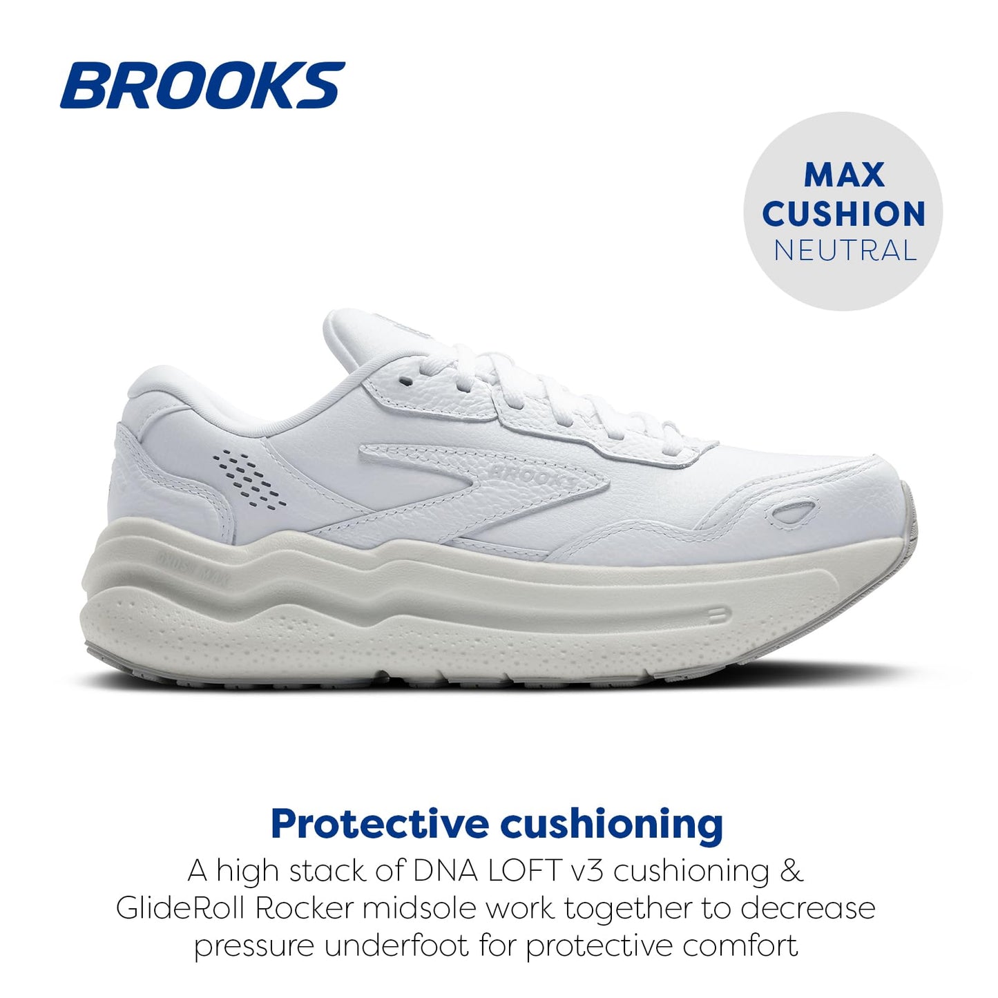 Brooks Women’s Ghost Max Suede/Leather Neutral Running & Walking Shoe - White/White - 10 Medium