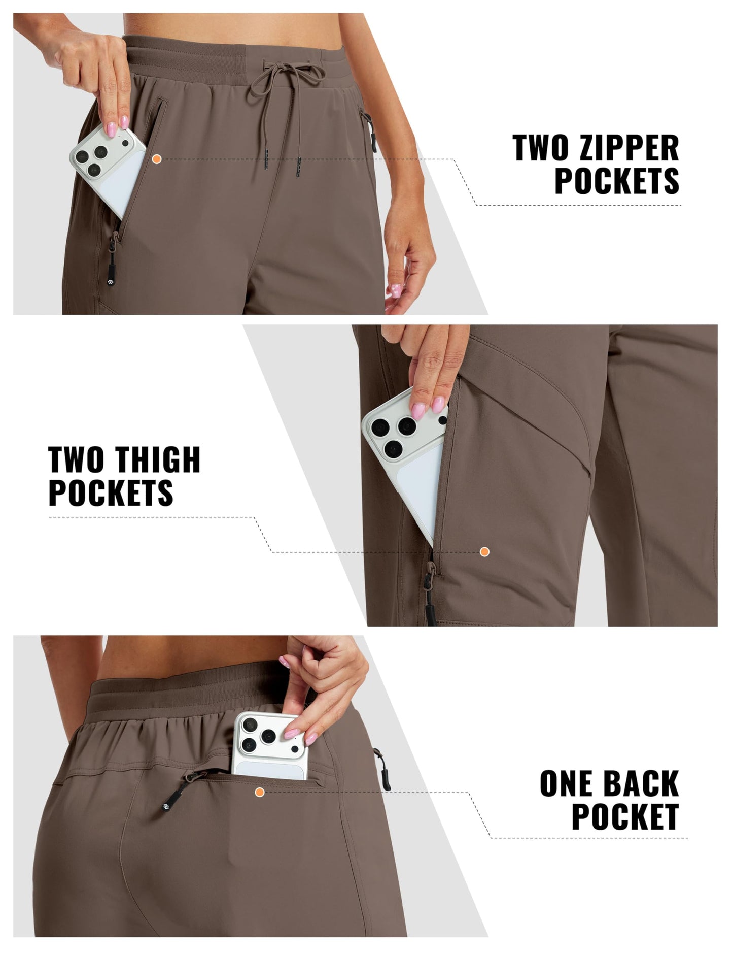 AIRIKE Hiking Pants for Women Joggers Lightweight Quick Dry Cargo Running Sweatpants Athletic Casual Travel Pant Light Brown M
