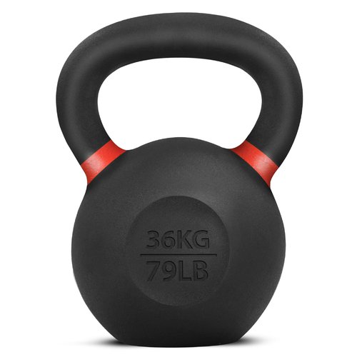 Yes4All Powder Coated Cast Iron Kettlebell Single Dark Red - 36 KG / 79 LB Strength Training Kettlebells Weight Set for Full Body Workout, Home Gym