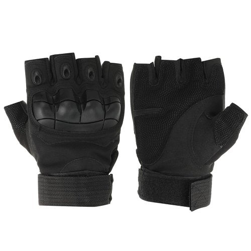 PATIKIL Men's Outdoor Fingerless Gloves, Half Finger Gloves Breathable Workout Gloves for Climbing Cycling Hunting, Black, M