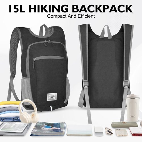 NB2GHYQJ Hiking Backpack Small Lightweight Packable Foldable foldable backpack Packable Camping Hiking for Backpack (Black)