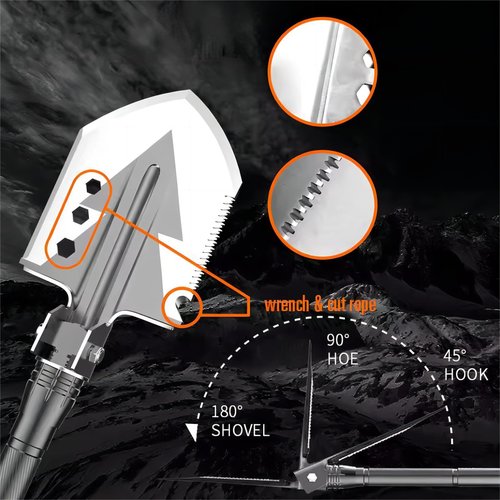 Camping Shovel Axe Outdoor Survival Shovel Set, Multifunctional Folding Tactical Shovel Hatchet Combo, High Carbon Steel Camping Equipment for Hiking Camping Hunting