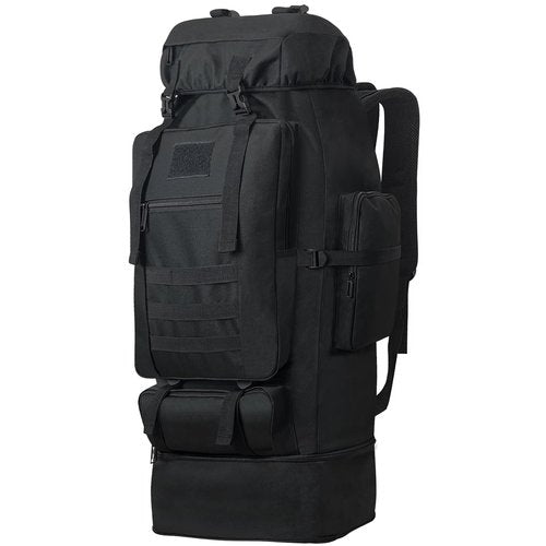 Lizbin 100L Camping Hiking Backpack, Military Tactical Backpack Molle Rucksack, Extra Large Hiking Backpack, Water Resistant Hiking Daypack, Outdoor Sports Backpack, Adjustable Sport Bags (Black)