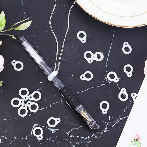 GORGECRAFT 1 Box 60PCS White Anti-Lost Silicone Rubber Rings Holder Silicone Pendant Multipurpose Adjustable Cases 8mm Necklace Lanyard Replacement Carrying Kit for Key-Ring Pendant