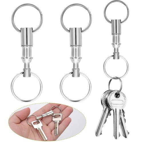 XIHIRCD 11pcs Quick Release Keychain, Detachable Dual Pull Apart Key Chain Quick Disconnect Keychain Snap Lock Holder Convenient Accessory for DIY Craft Accessories