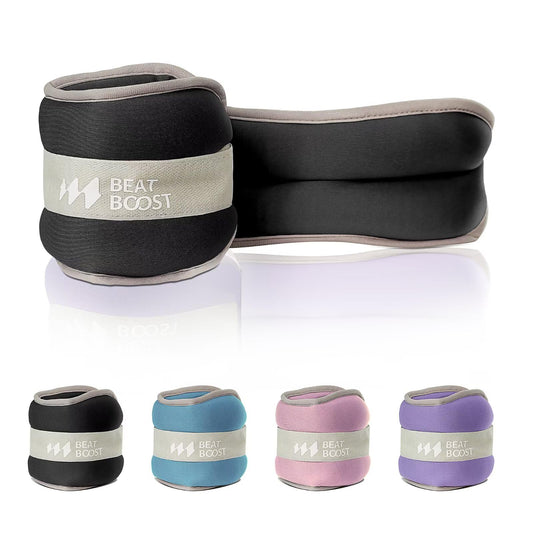 Ankle Wrist Weights A Pair of 2 Lbs for Women Men BeatBoost Arm Leg Weights Set with Adjustable Straps for Walking Pilates Exercise Aerobics Black