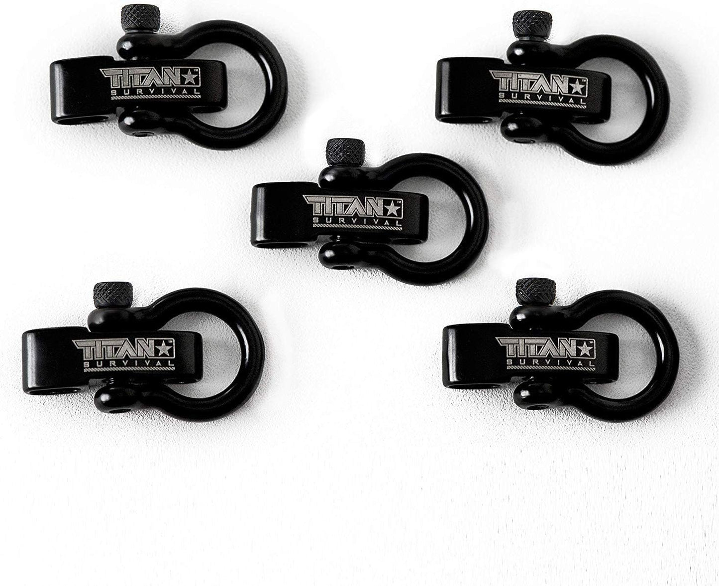 TITAN Survival 1,650 LBS Shackles for Paracord Bracelets (5-Pack) | BLACK | Stylish Premium Metal Clasps.
