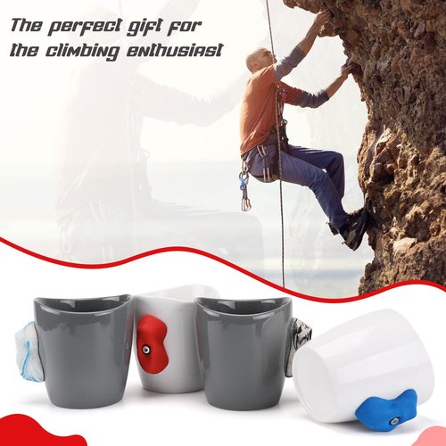Rock Climbing Mug, 16 oz Ceramic Mug with Climbing Training Handles, Rock Climbing Gifts for Men Women, Climbing Hold Mug Bouldering Coffee Cup