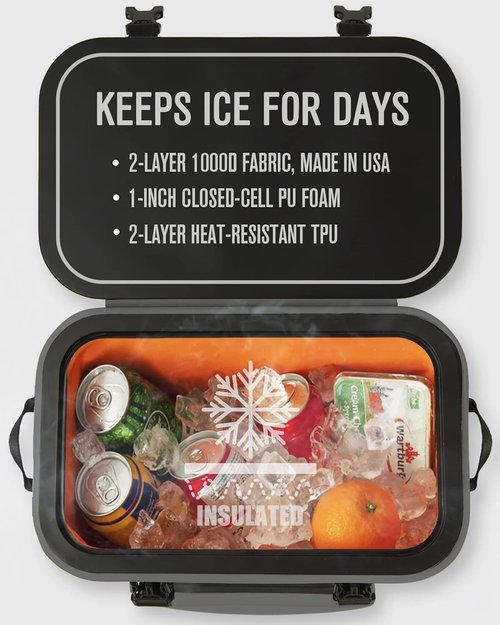 Novoto Magnetic Backpack Cooler 30 Can, Zipperless Soft Sided Cooler Bag for Men & Women, Insulated Portable Ice Chest Box for Tailgating, Beach, Lunch, Picnic, Kayak (Gray)