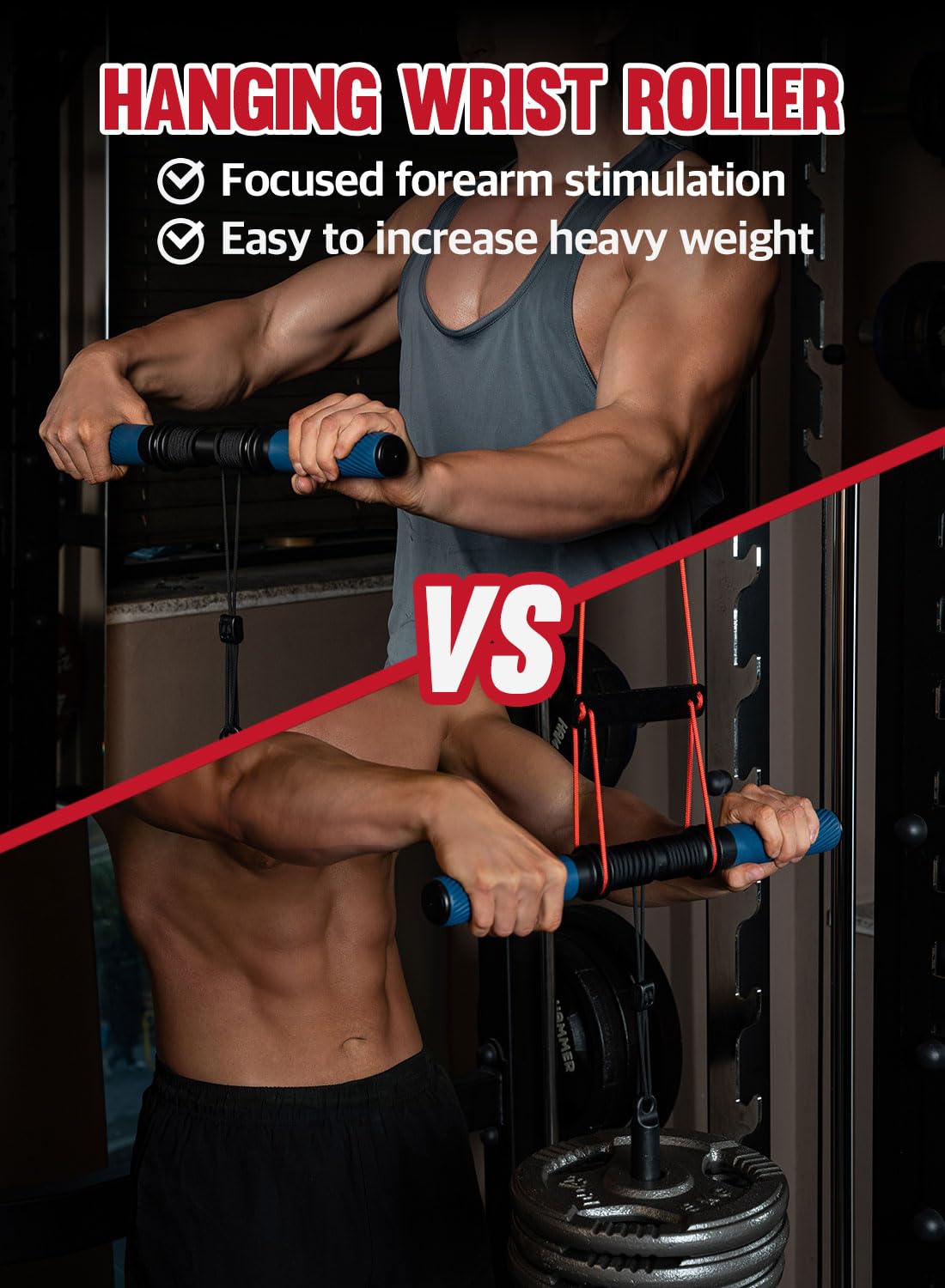 GD Hanging Wrist Roller Forearm Blaster- Forearm Strengthener Exercise Equipment Wrist Trainer for Muscle building and Injury prevention Hand Grip Strength (Hanging Rope Color : Black)