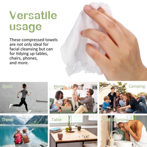 Ipetboom Ipetboom Compressed Towels: 100PCS Disposable Face Towels, Cotton Portable Coin Shape Tissue for Facial Cleaning, Travel, Camping, Outdoor Activities, Hiking, Sport, Beauty Salon, Home Use