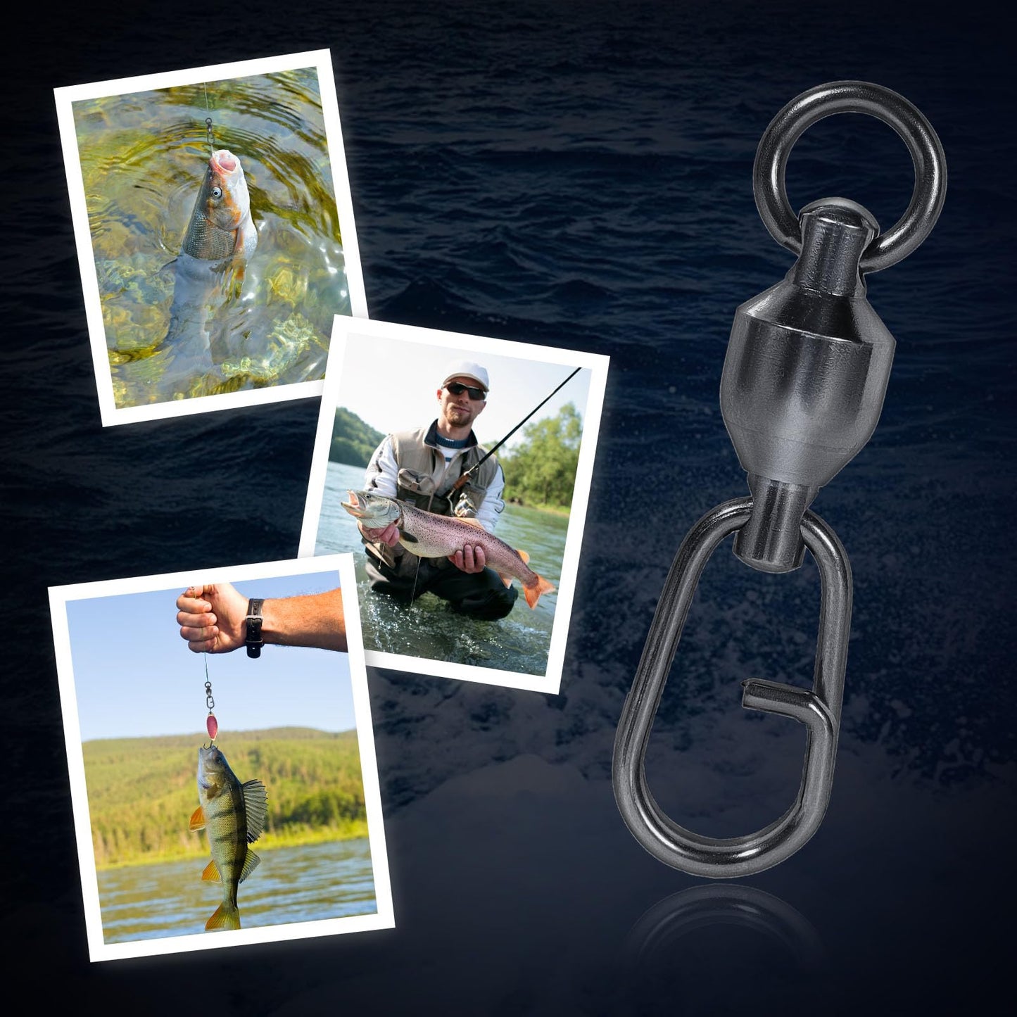 9KM DWLIFE Fishing Swivels & Snaps 25Pcs & Quick Change SnapsHigh Strength Snap Swivels Stainless Ball Bearing Fishing Swivels Freshwater/Freshwater