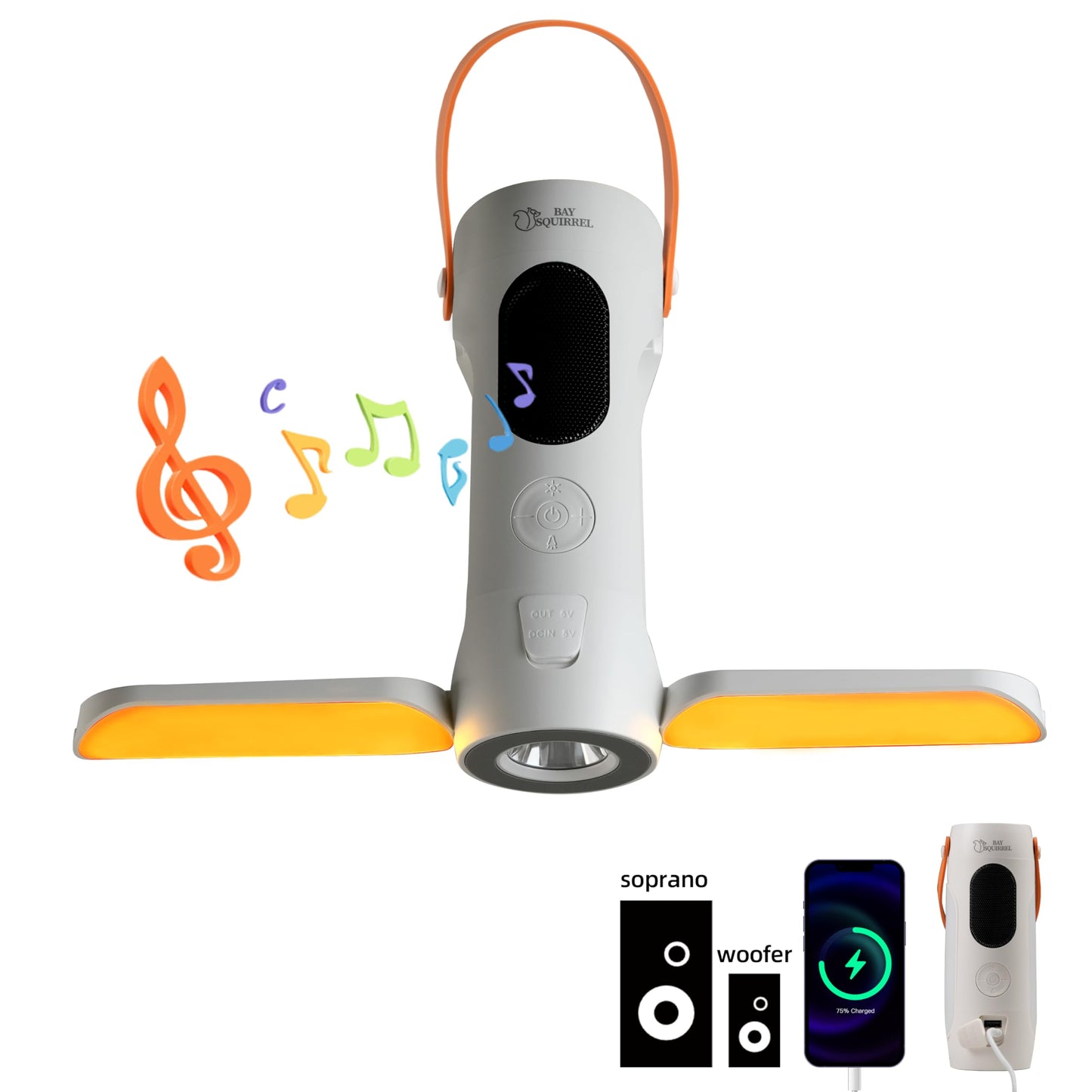 Foldable Camping Light Rechargeable Lantern with 2 Bluetooth Speakers,10000mAh Power Bank,Portable Flashlight with Removable Hook,IP54 Waterproof,1000LM,5 Modes for Camping, Hiking, Fishing,Emergency