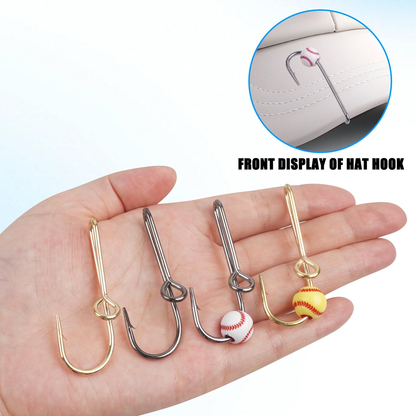 Fishing Hook Hat Pins for Hat,Fish Hook Hat Clip for Hat Tie Clasp Fashion Trend Hat Decoration Gold+Balck 10pcs