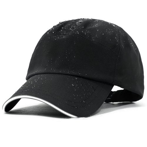 Mens Water-Resistant Baseball Cap Womens Rain Hat Foldable Outdoor Running Sun Fishing hat Black