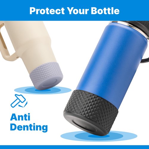 Bluwing Silicone Boot for Stanley Cup 20-40oz, Protective Silicone Bottom for 12oz -24oz Hydroflask Water Bottles, Anti-Slip Bottom Protective Cover Sleeve（Black）