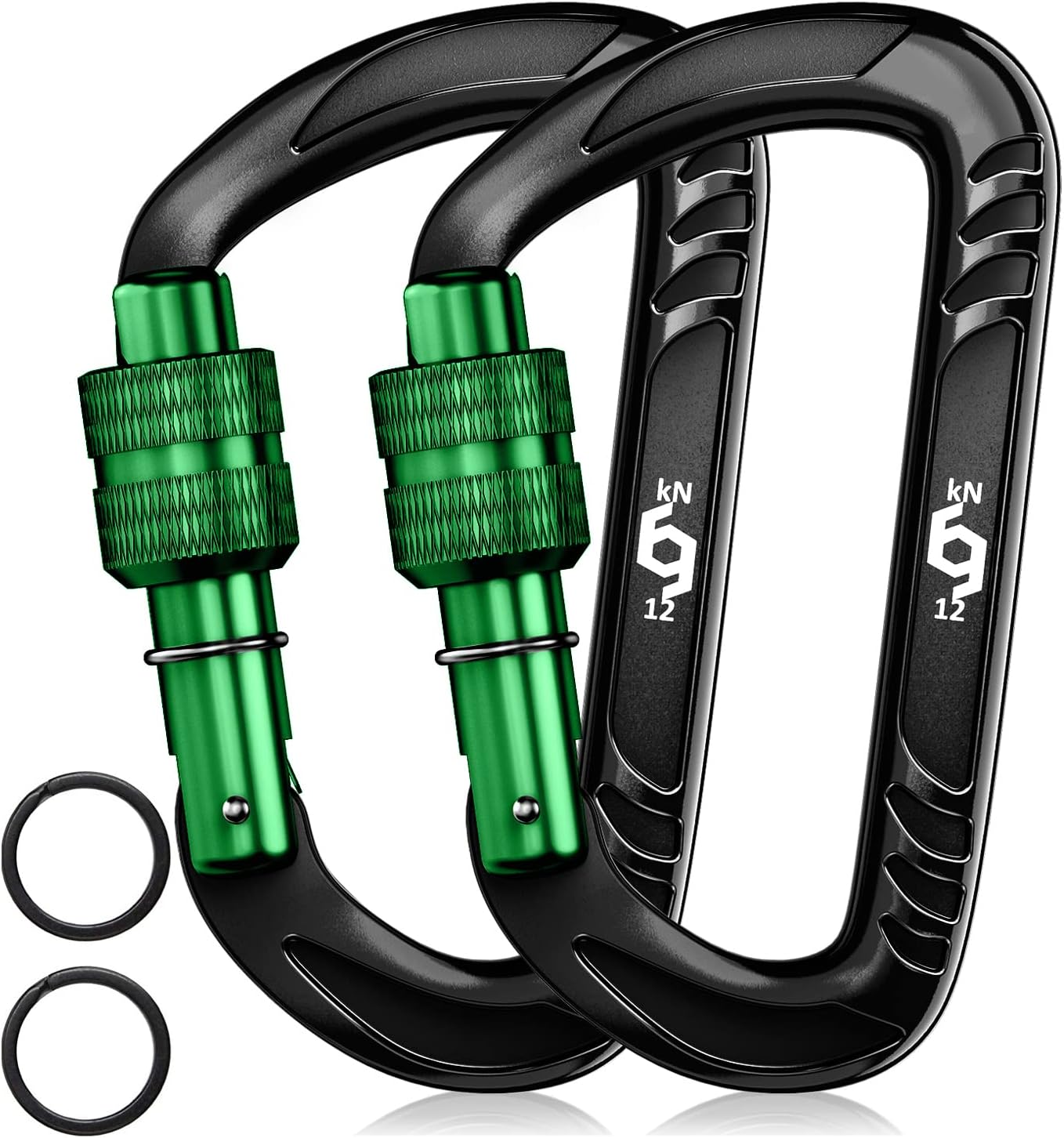 12kN (2697 lbs) Heavy Duty, Locking, Auto Locking, Wiregate Carabiner Clips, for Securing Pets, Outdoor, Camping, Hiking, Hammock, Dog Leash Harness, Keychains