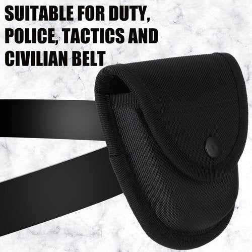 Silkfly 2 Pcs Heavy Duty Handcuff Case Handcuff Holder Cuff Holster Standard Pouch Fit Hinged/Chain Cuff Case for Duty Belt Accessories Security Vest Law Enforcement Police Officer(Snap,Nylon)