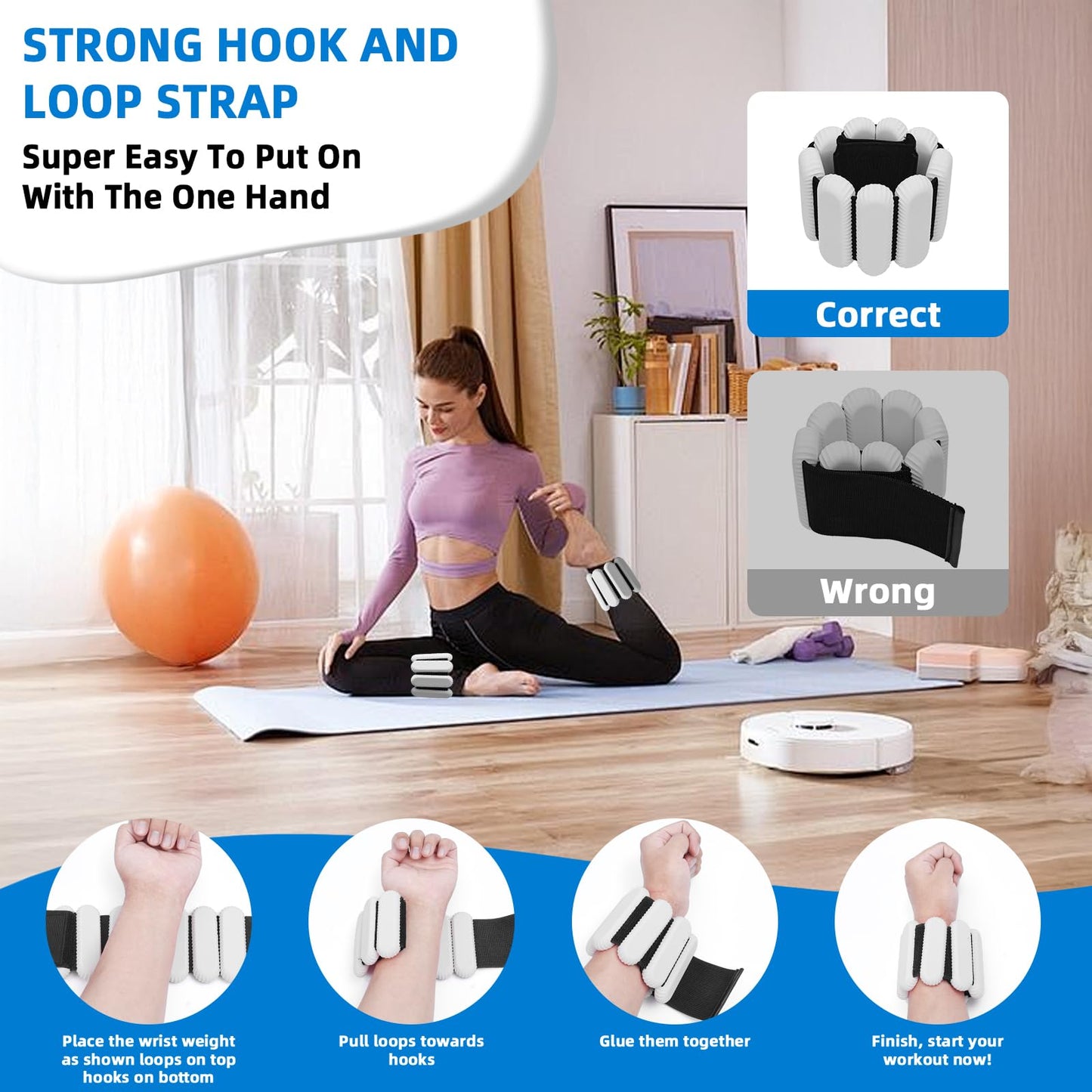 Ankle Weights for Women and Men, Adjustable Wrist Weighted Training Bracelet for Home Gym Workout, Strength Training Walkin Running, Foot weights for exercise, （1 LB each, Grey）2pc on Set