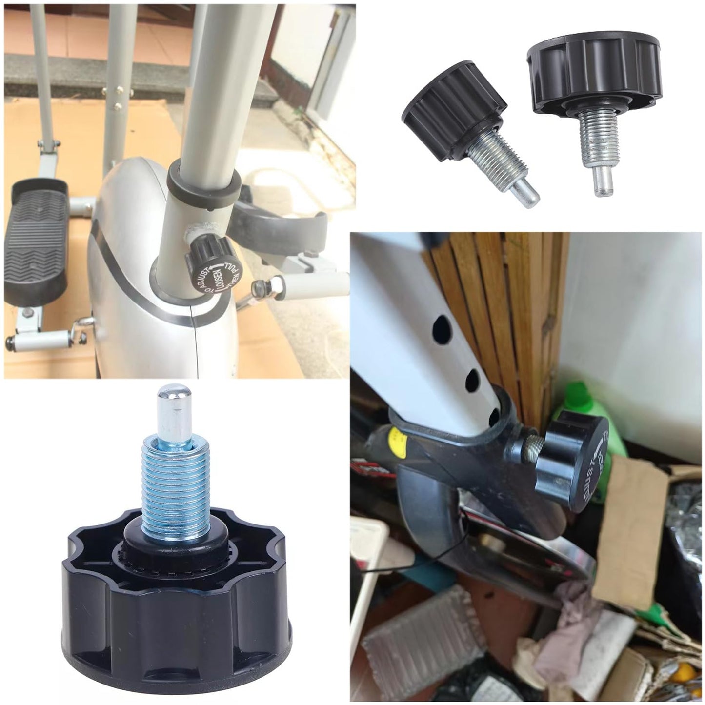 SquEqu 2 Pack Exercise Bike Pull Pin Spring Knob Replacement Universal M16 Pop Screw Height Adjust Locking Grip for Statioanry Cycling Bicyle Fitness Equipment Machines Weight Bench Bikes