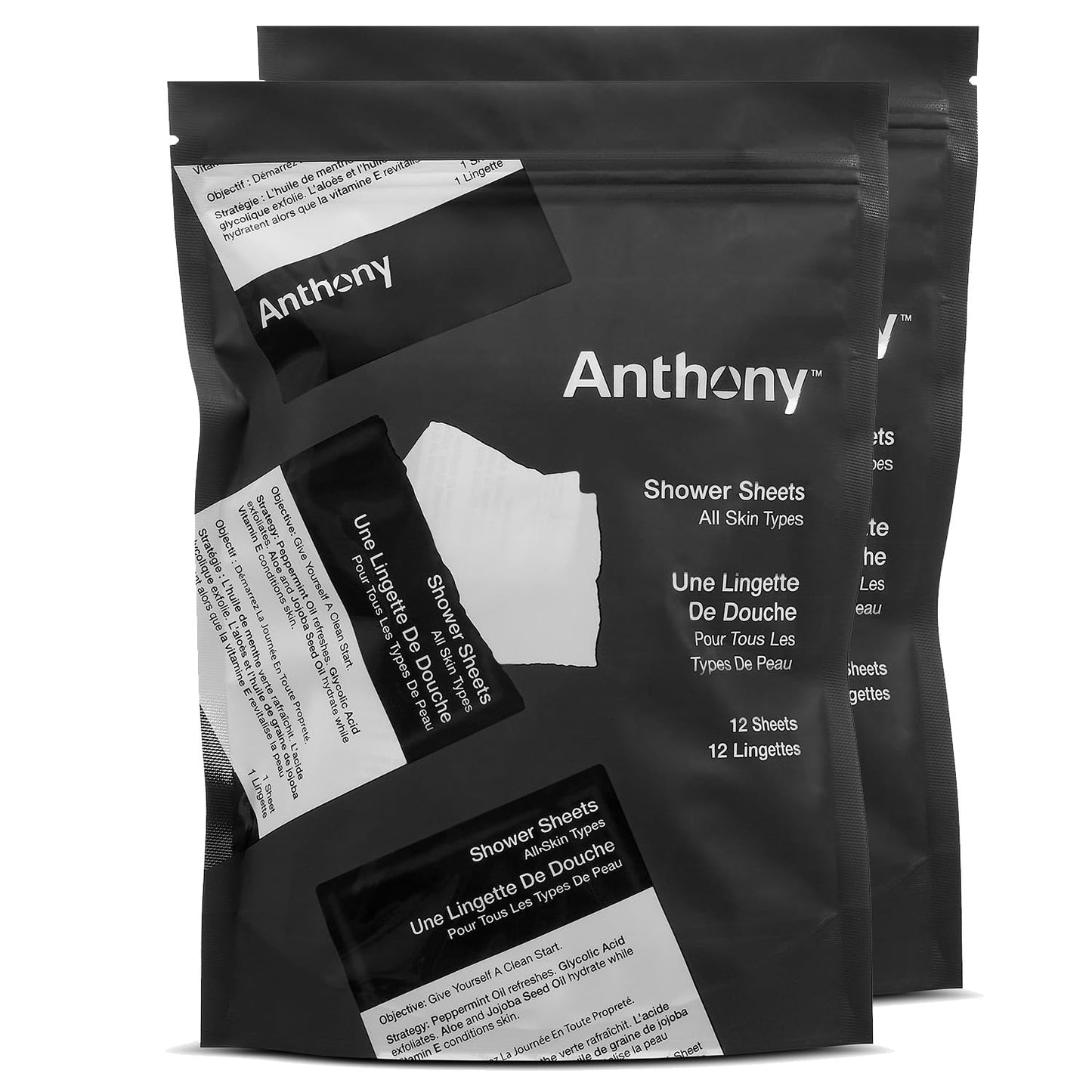 Anthony Body Wipes for Adults Bathing, Post Workout, & A Must Have Camping Personal Care Product – Travel Shower Wipes No Rinse Body Wash – Disposable Wash Cloth Towelettes 12 9”x12.5”