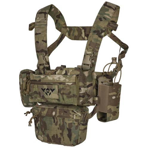 YAKEDA Tactical Chest Mini Rig Vest with Magazine Pouch Adjustable Detachable Laser-cutting Molle Modular Chest Vest (Mud Color)