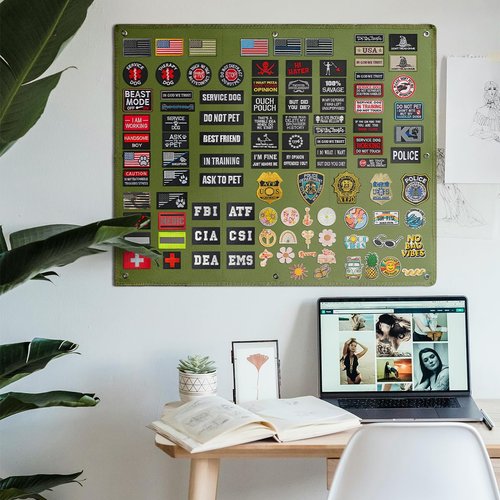 AXEN Tactical Patch Display Panel Holder Board, Military Patches Display Organizer for Collection Army Combat Morale Emblems, Green Middle Size