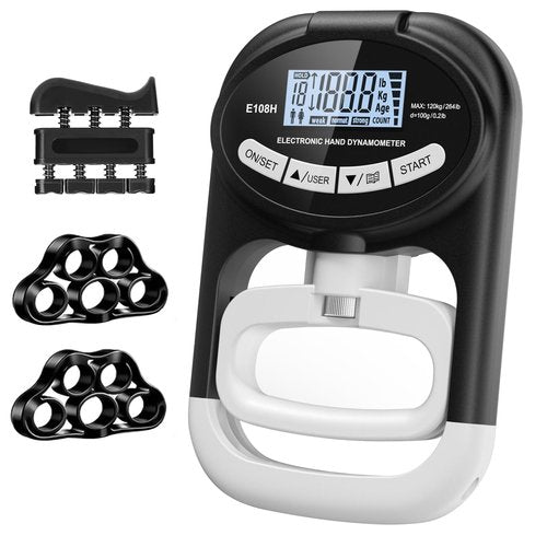 Grip Strength Tester Hand Dynamometer - Grip Strength Trainer Electronic Hand Gripper Strengthener Wrist Exerciser Meter Digital Training Gauge 265 Lbs / 120 Kgs for Sport School Home Use