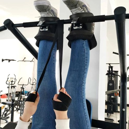 Estink Hanging Pull Up Boots,1 Pair Black Inversion Hang Up Boots Therapy Gym Fitness Physio Hang Spine Posture with Comfortable Foam Padding and Locking Clips