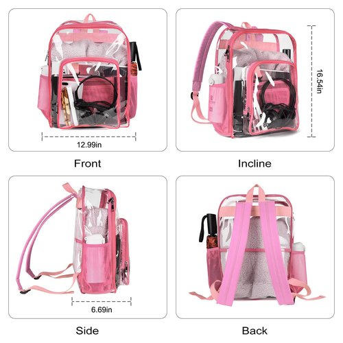 Waterproof Clear Backpack, 3 Modes Illuminated transparent backpack with Adjustable Straps for Women Men, Heavy Duty See Through Backpack for Work Sports Event