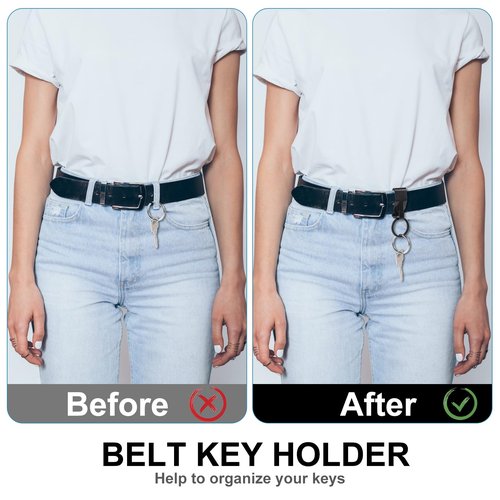 Mozeat Lens 4 Pieces Duty Belt Key Holder Belt Key Holder Clip with Ring Keychain Belt Security Metal Key Clip for Belt Car Keys Key Chain for Men Women