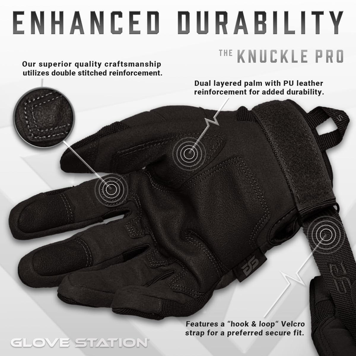 Glove Station Gloves for Men – Touchscreen Utility Gear with Hard Knuckle Protection Used in Motorcycle, Airsoft, & Outdoor Work Black - Hard Knuckle Small