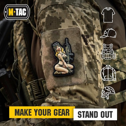 M-Tac Morale Patch Tactical Girl - PVC Tactical Military Patch with Hook Fastener Backing - Patches for Vest, Backpacks, Hats (№5 PVC Olive)