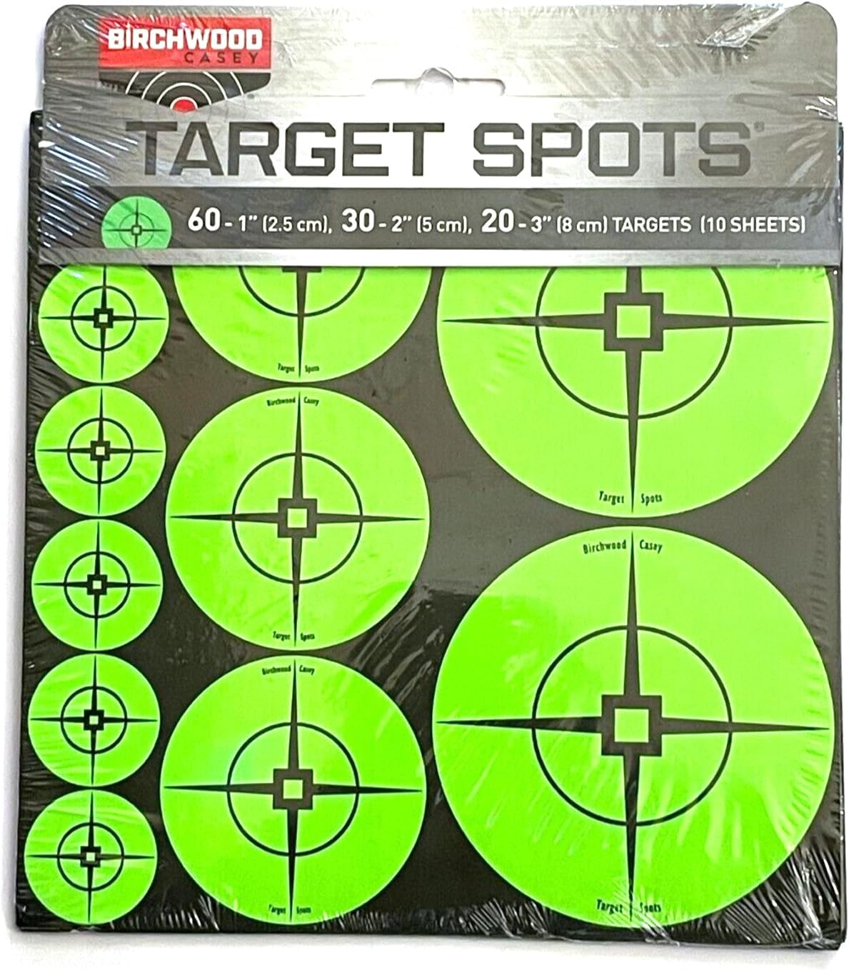 Birchwood Casey Target Spots Orange/Green Assorted Size High-Contrast Self-Adhesive Paper Shooting Targets for Gun Practice