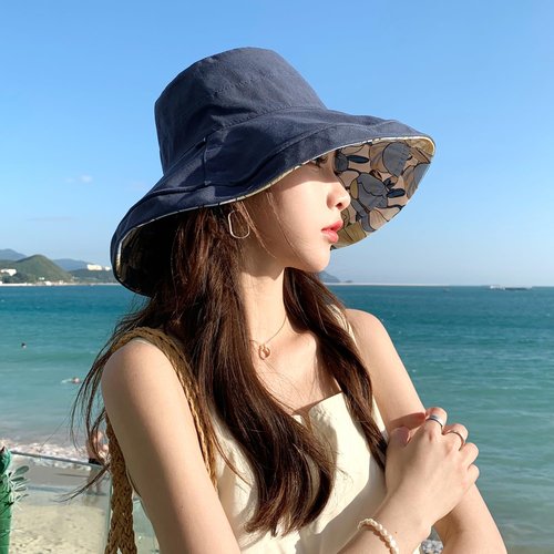 HUAMULAN Women Wide Brim Summer Sun Hat Wired Edge Floral Beach Bucket Fishing Hats Reversible Foldable Travel UV Protection