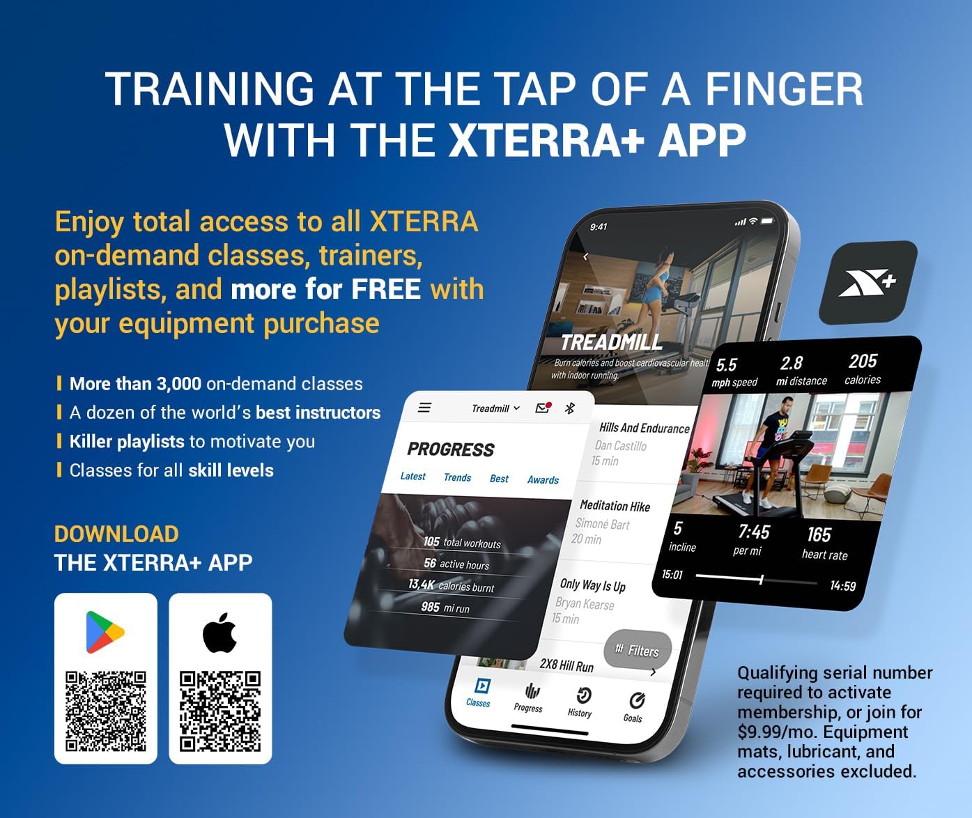 XTERRA Fitness Sport Series Premium Folding Smart Treadmill, Handlebar Speed and Incline Controls, Large XTRASoft Cushioned Running Deck, Built-in FTMS-Enabled Bluetooth with XTERRA+ Fitness App