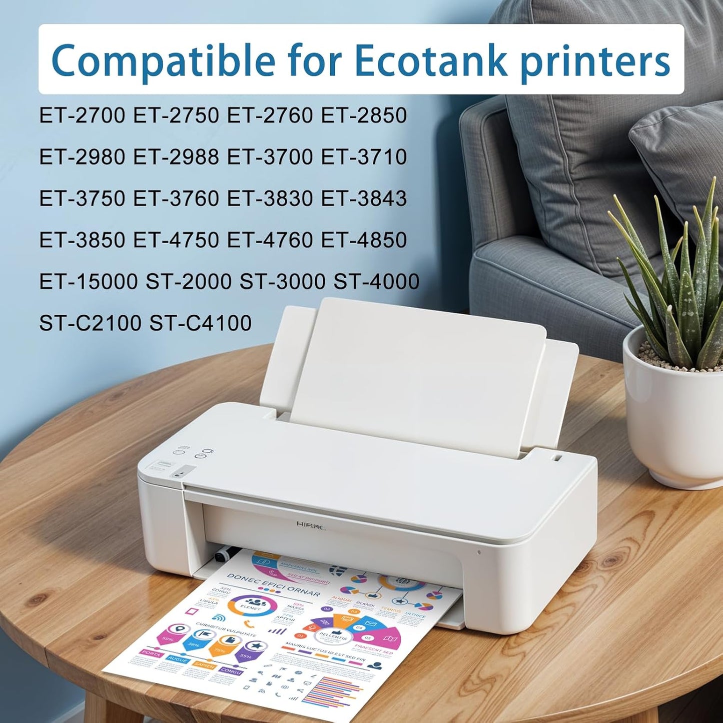 T502 502 Ink Refill Bottles Remanufactured for Epson T502 502 Ink for EcoTank ET-3850 ET-2850 ET-4850 ET-15000 ET-3760 Printer (4 Bottles, BK,CMY)