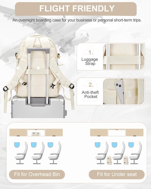 wepadre Travel Backpack Carry On Flight Approved Personal Item Backpack Carry On Backpack For Women Personal Item Travel Bag Mochila De Viaje Beige