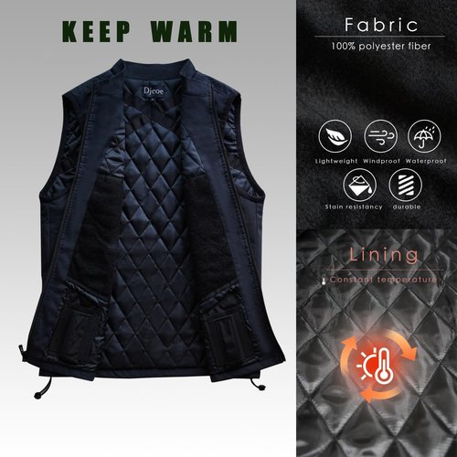 Djeoe Concealed Carry Vest for Men, CCW Lightweight Softshell Vest Outerwear Zip Up Windproof Sleeveless Jacket