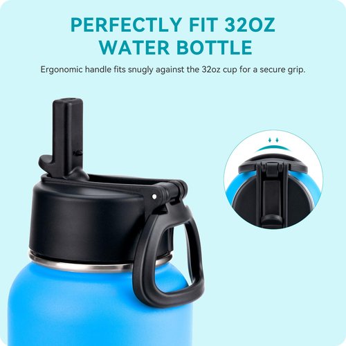 Soledea Straw Lid for Hydro Flask Wide Mouth, Lids with Straw for Hydroflask 12 16 18 20 32 40 oz Wide Mouth, Replacement Cap Wide Mouth Accessories Flip Lid Flex Handle