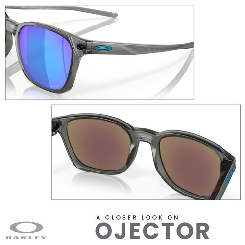 Oakley Ojector OO9018 901814 55MM Grey Ink/Prizm Sapphire Polarized Rectangular Sunglasses for Men + BUNDLE Accessory Leash Kit, Microfiber Pouch+BUNDLE Accessory Leash +BUNDLE ACCESSORY EYEWEAR Kit