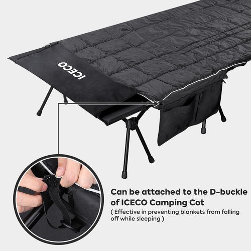 ICECO Camping Blanket, Travel Blanket Compact, Sustainable Insulated Outdoor Blanket, 500g Filling Cotton, Lightweight & Warm Quilt for Camping, Stadium, Travel, Hiking & Outdoor