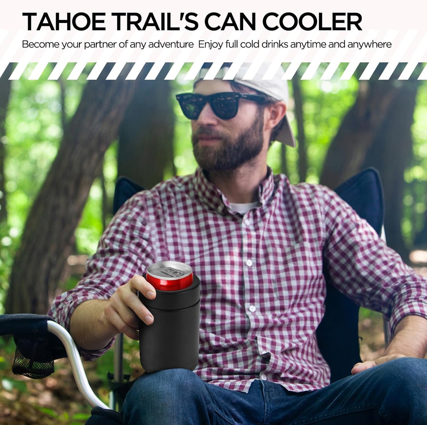 Tahoe Trails 12 oz Stainless Steel Double Wall Vacuum Insulated Can Cooler (Blue)