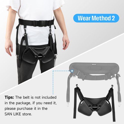SAN LIKE Fishing Belt Rod Holder Adjustable Fishing Fighting Waist Belt with EVA Padded Great Plastic Material Fighting Belt (Black)