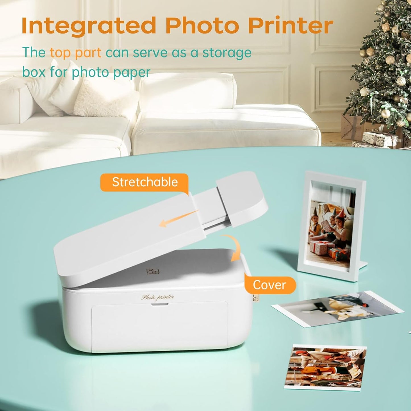 4x6 Photo Printer with 108 Sheets & 2 Ribbons - Dye Sublimation Wireless Portable Photo Printer for iPhone & Android Smartphones, Home & Travel Picture Printing, Ideal Gift, Beige
