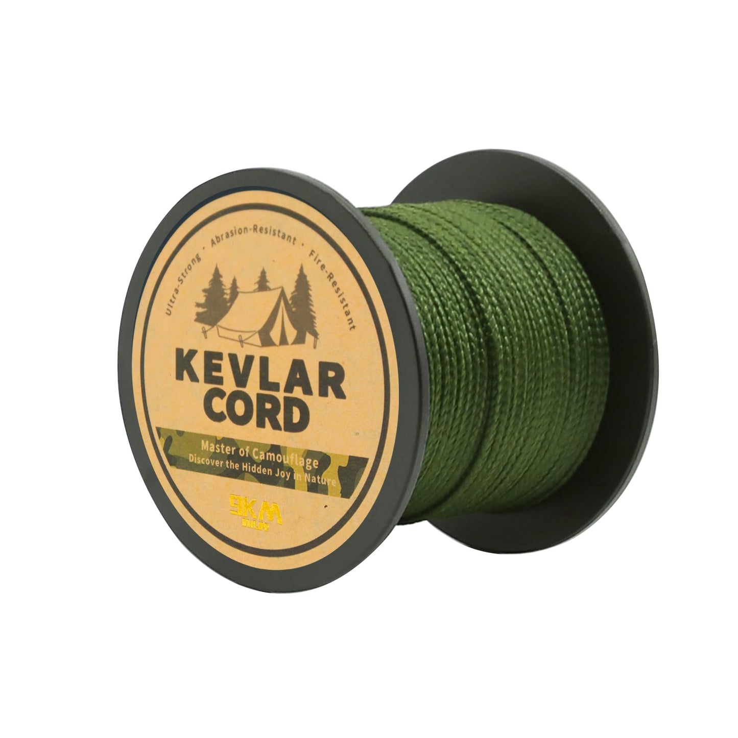 9KM DWLIFE Camo Green Kevlar Cord, 200lb 30ft High Strength, Ultralight, Abrasion Resistance for Trip Wire, Saw, Model Rocket, Hammock Tarp Ridgeline, Tactical Survival for Outdoor