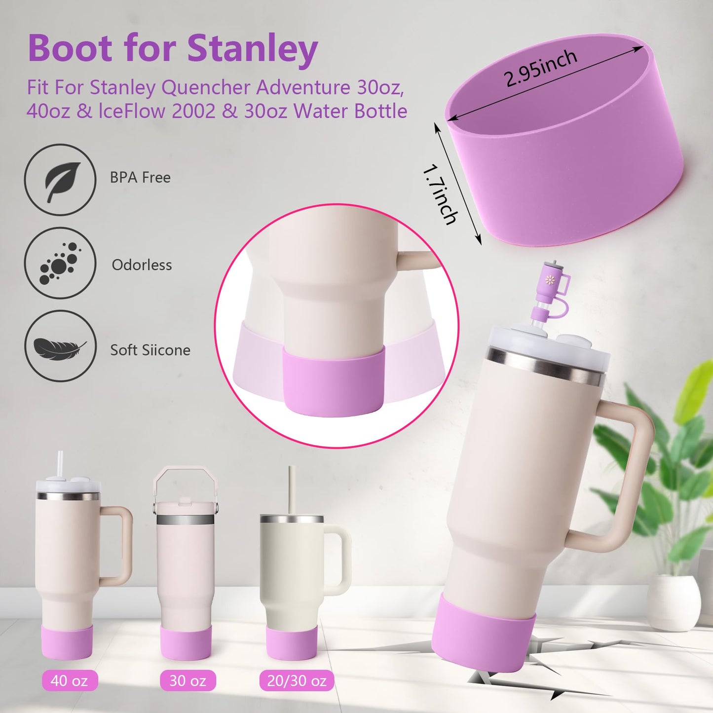 JINHCHIF Stanley Cup Accessories Set I Water Bottle Handle Strap, Silicone Cup Boot, Lipstick Holder, Keychain Charms & Handle Charms,Straw Topper Accessories for Stanley Cup 40oz/30oz