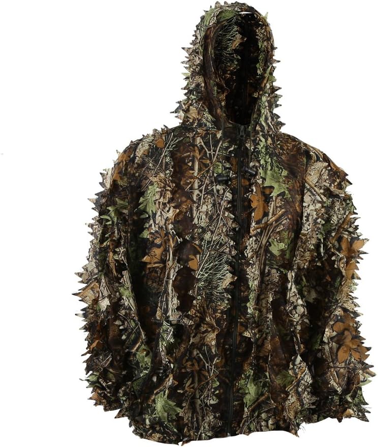 Zicac Outdoor Camo Ghillie Suit 3D Leafy Camouflage Clothing Jungle Woodland Hunting
