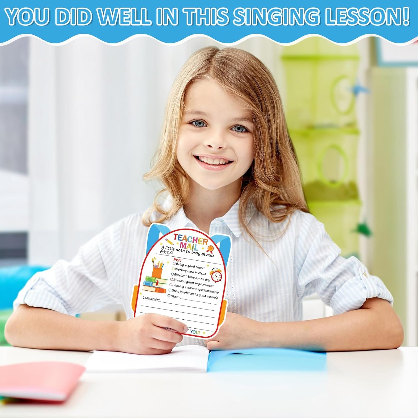 50Pcs Teacher Mail Notes to Parents, Smiley Face Happy Mail Postcards Classroom Good Behavior Incentive Motivational Cards to Send Home for Preschool Kindergarten Elementary School Teacher Supplies