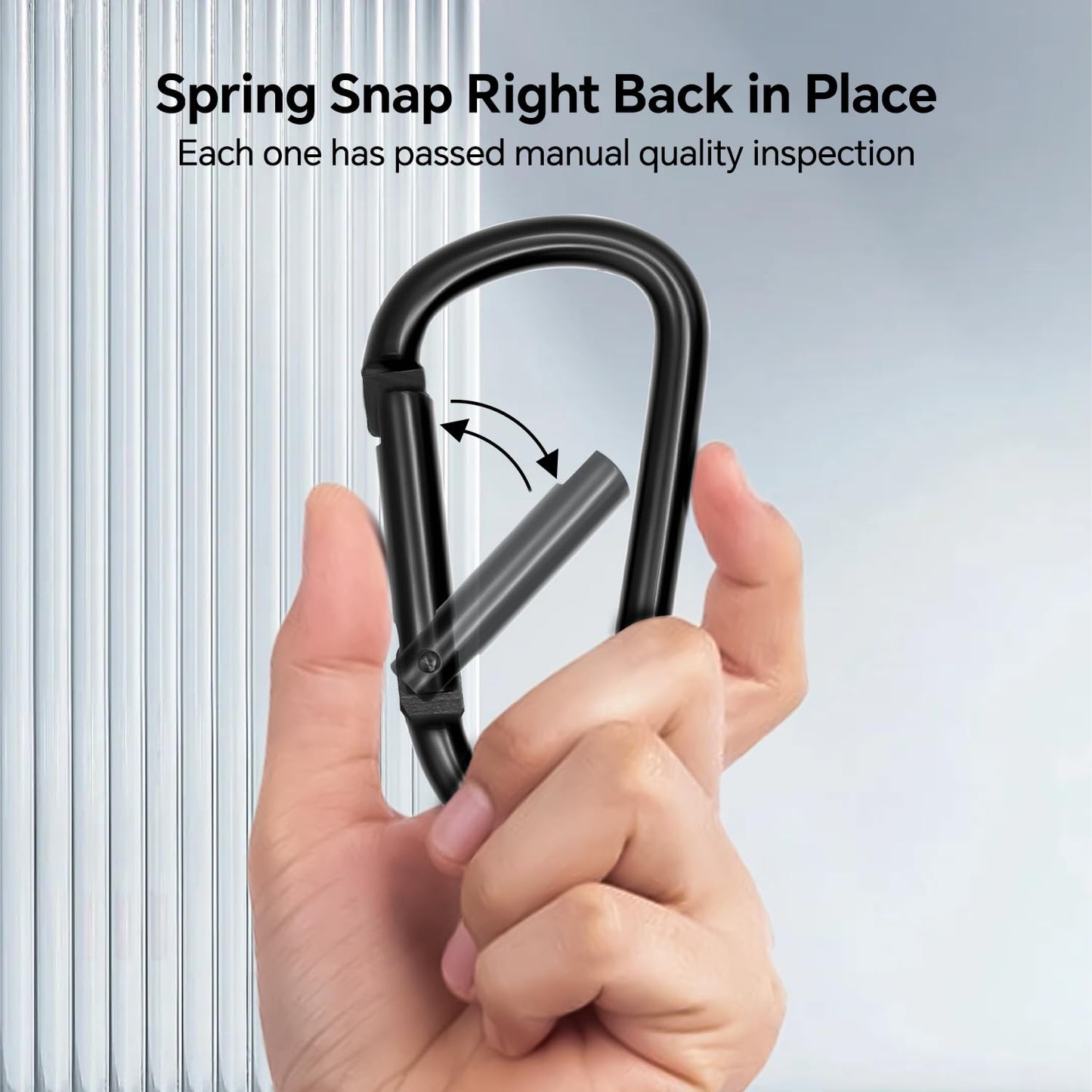 All Black Carabiner Clip Assorted Sizes, Includes 2 Inch Carbineers, Small 2.3" D Ring Clip, Large 3 Inch Carabiner Heavy Duty, Aluminum Caribiner Keychain Hook for Backpack Camping(Black-Comb 12pcs)